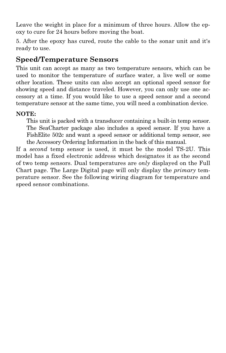 Speed/temperature sensors | Eagle Electronics SeaCharter 502cDF User Manual | Page 36 / 196