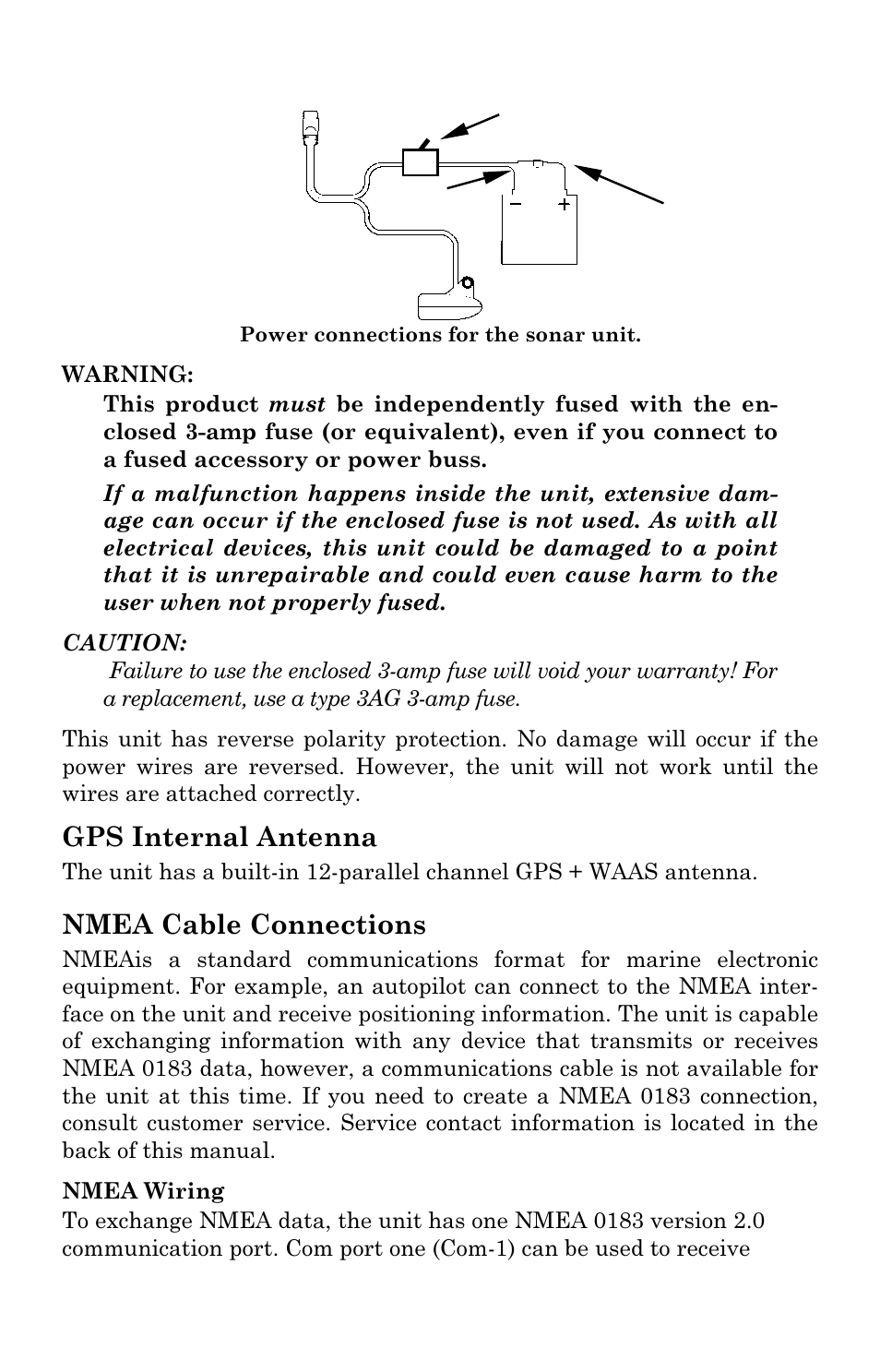 Gps internal antenna, Nmea cable connections | Eagle Electronics SeaCharter 502cDF User Manual | Page 40 / 196