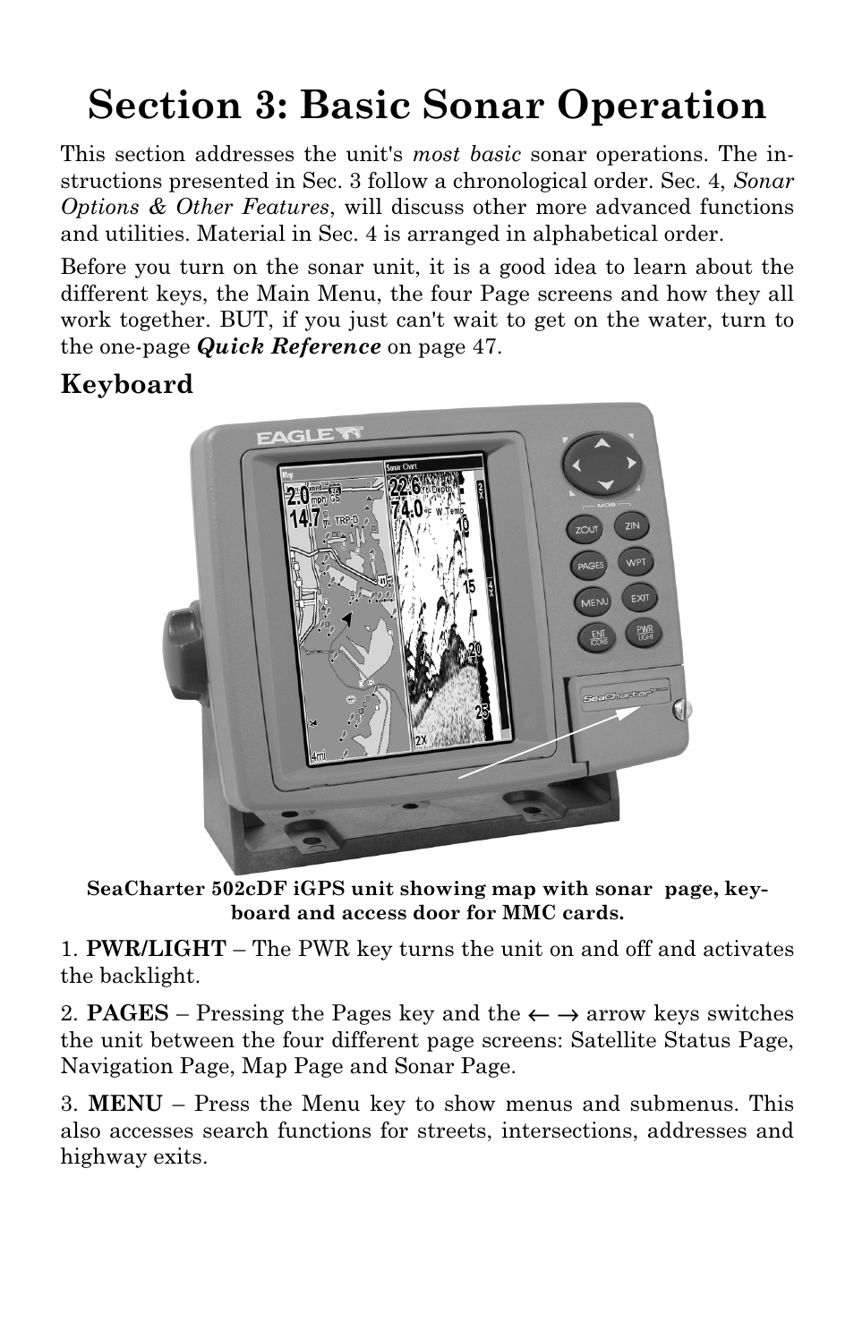 Keyboard | Eagle Electronics SeaCharter 502cDF User Manual | Page 47 / 196