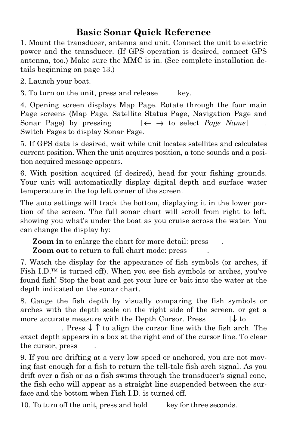 Basic sonar quick reference | Eagle Electronics SeaCharter 502cDF User Manual | Page 55 / 196