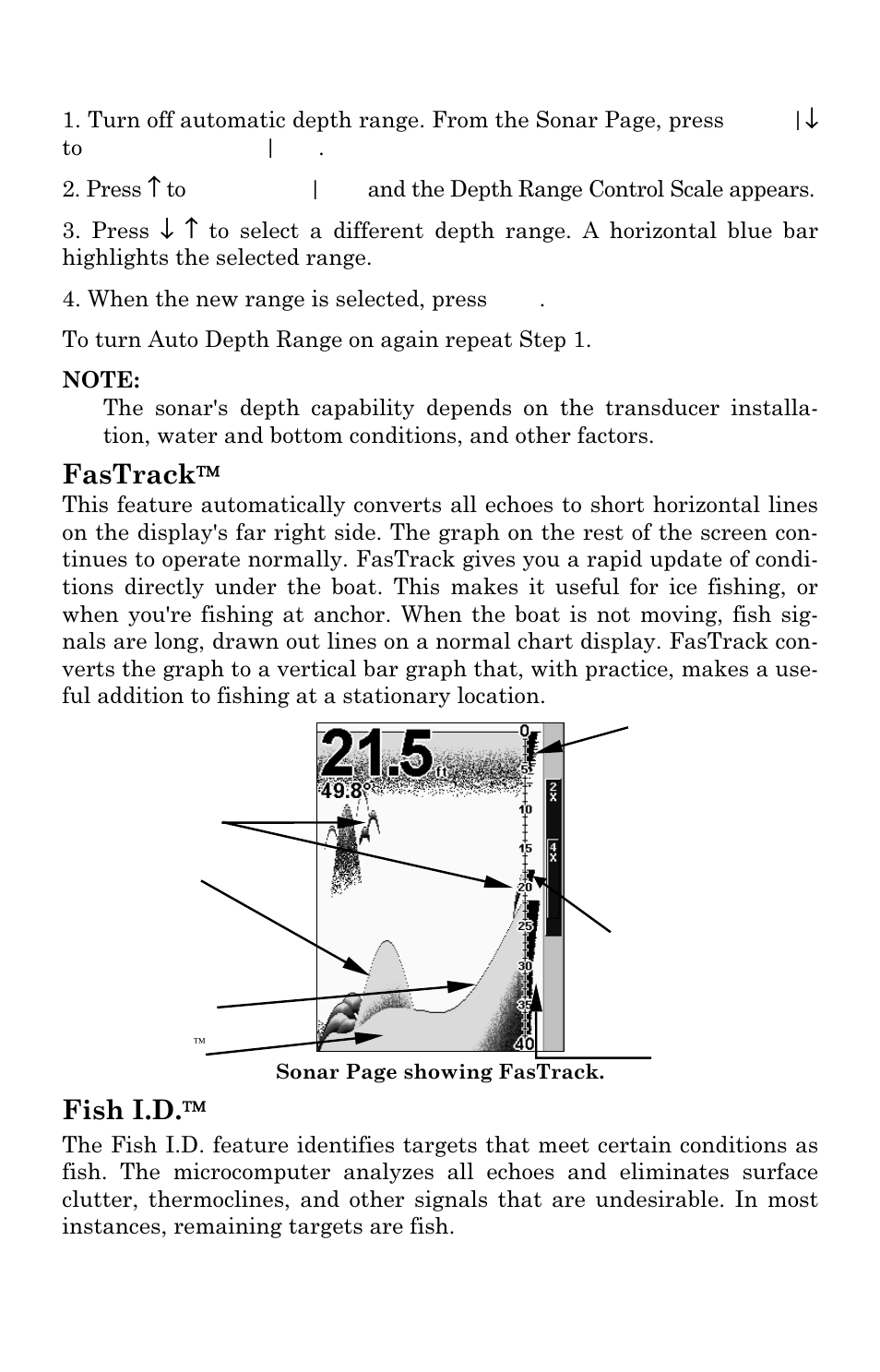 Fastrack, Fish i.d | Eagle Electronics SeaCharter 502cDF User Manual | Page 68 / 196