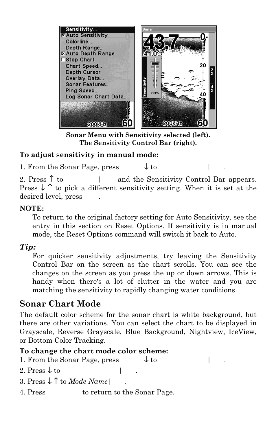 Sonar chart mode | Eagle Electronics SeaCharter 502cDF User Manual | Page 80 / 196