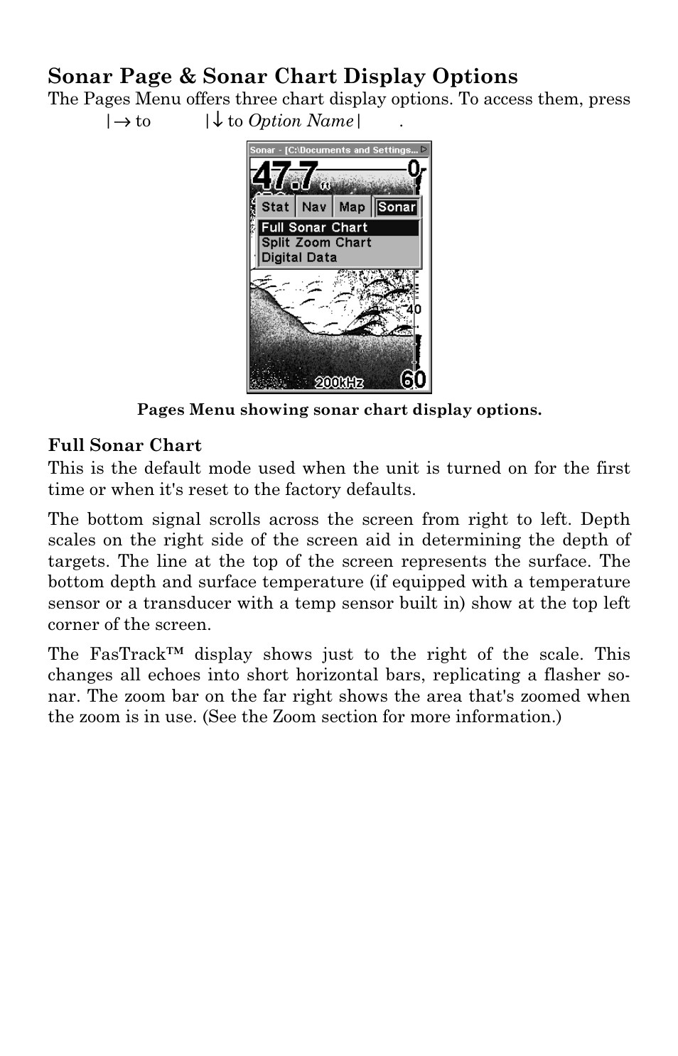 Sonar page & sonar chart display options | Eagle Electronics SeaCharter 502cDF User Manual | Page 81 / 196