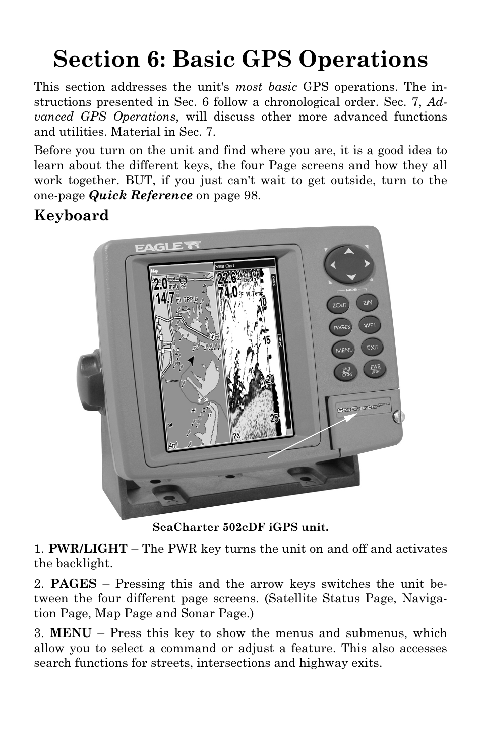 Keyboard | Eagle Electronics SeaCharter 502cDF User Manual | Page 93 / 196