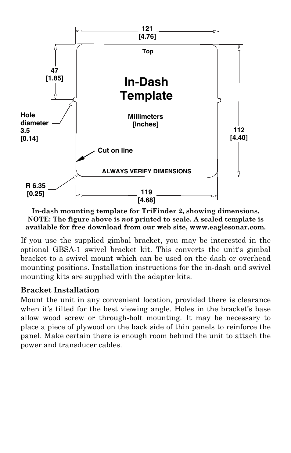 In-dash template | Eagle Electronics TRIFINDER 2 User Manual | Page 19 / 56