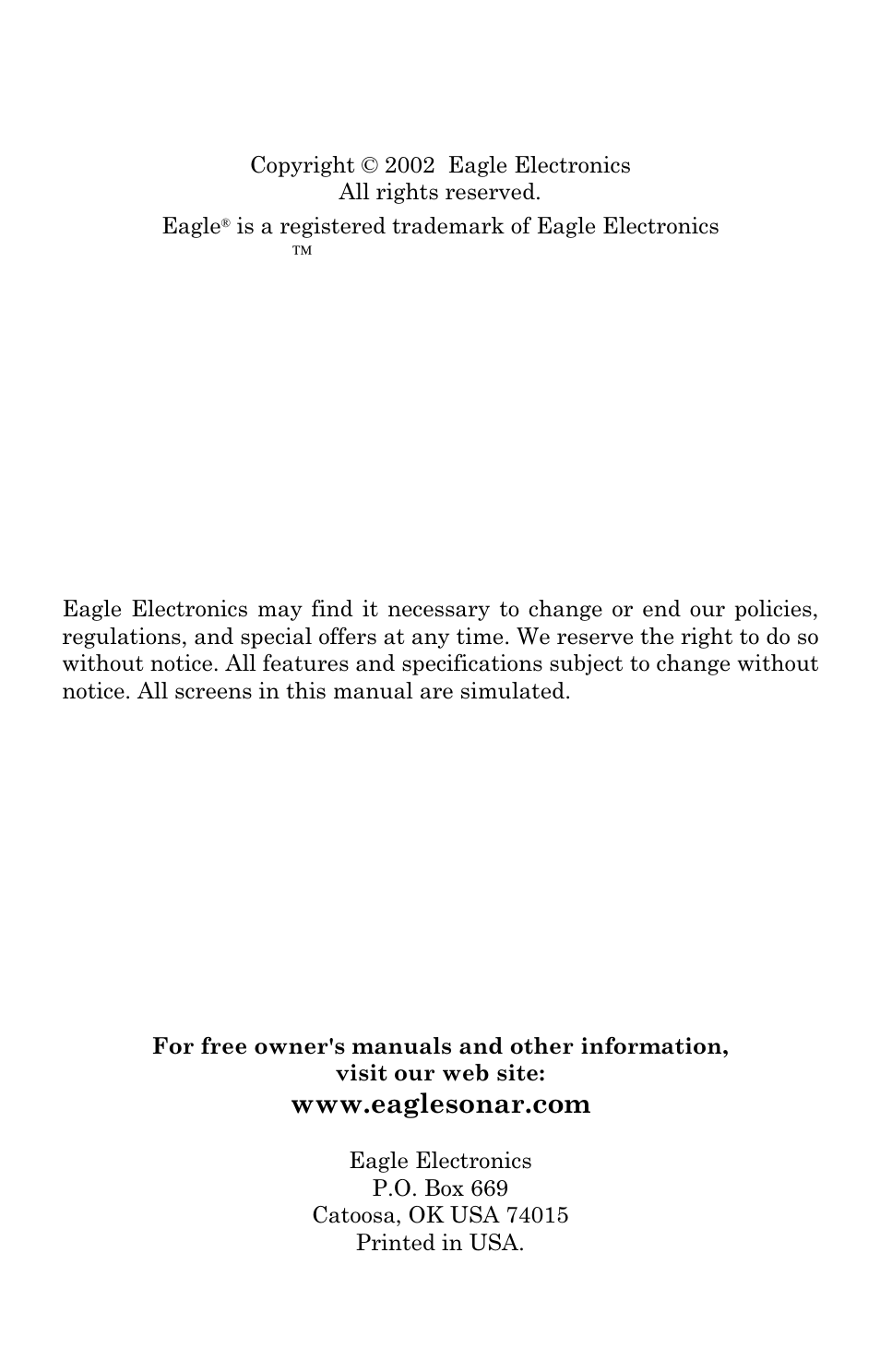 Eagle Electronics TRIFINDER 2 User Manual | Page 2 / 56