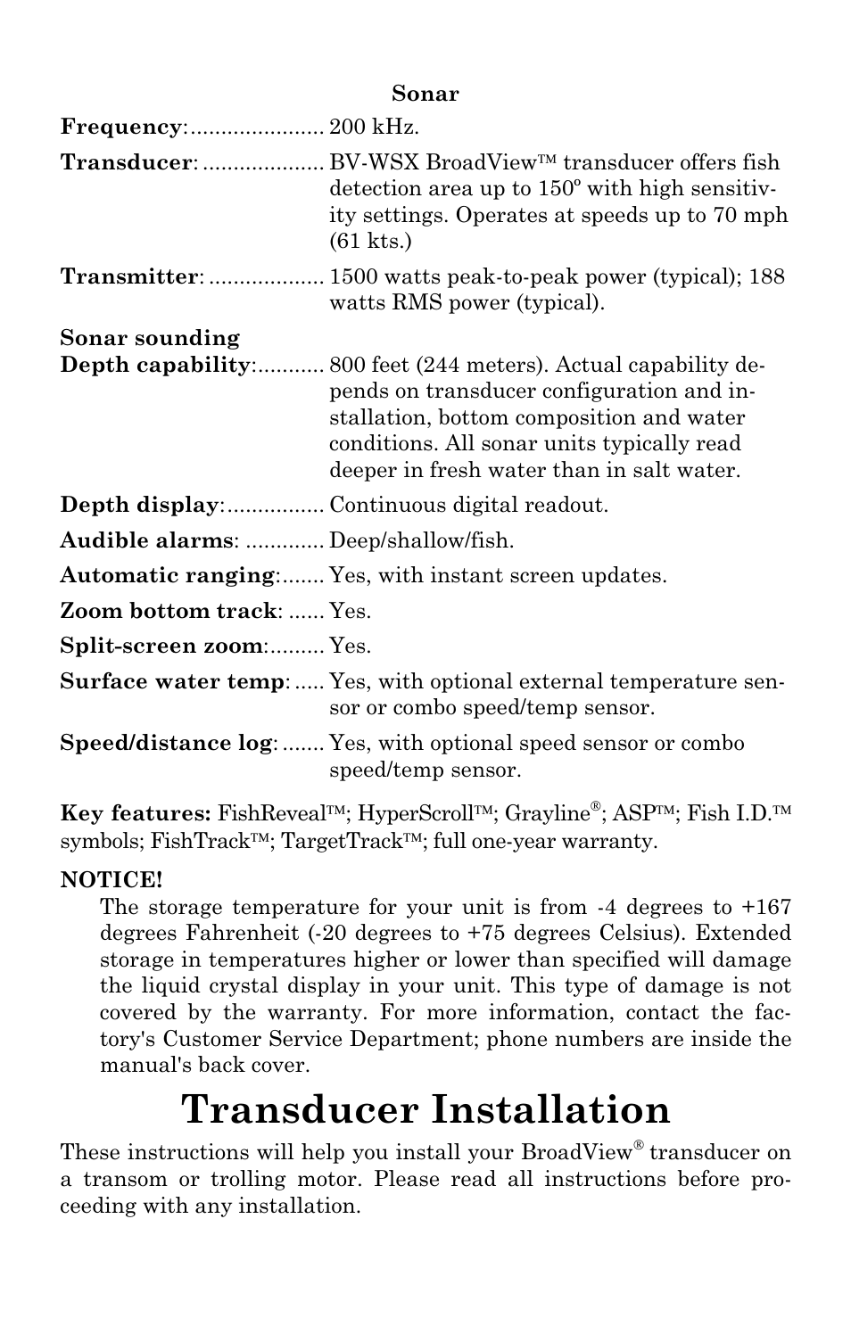 Transducer installation | Eagle Electronics TRIFINDER 2 User Manual | Page 6 / 56