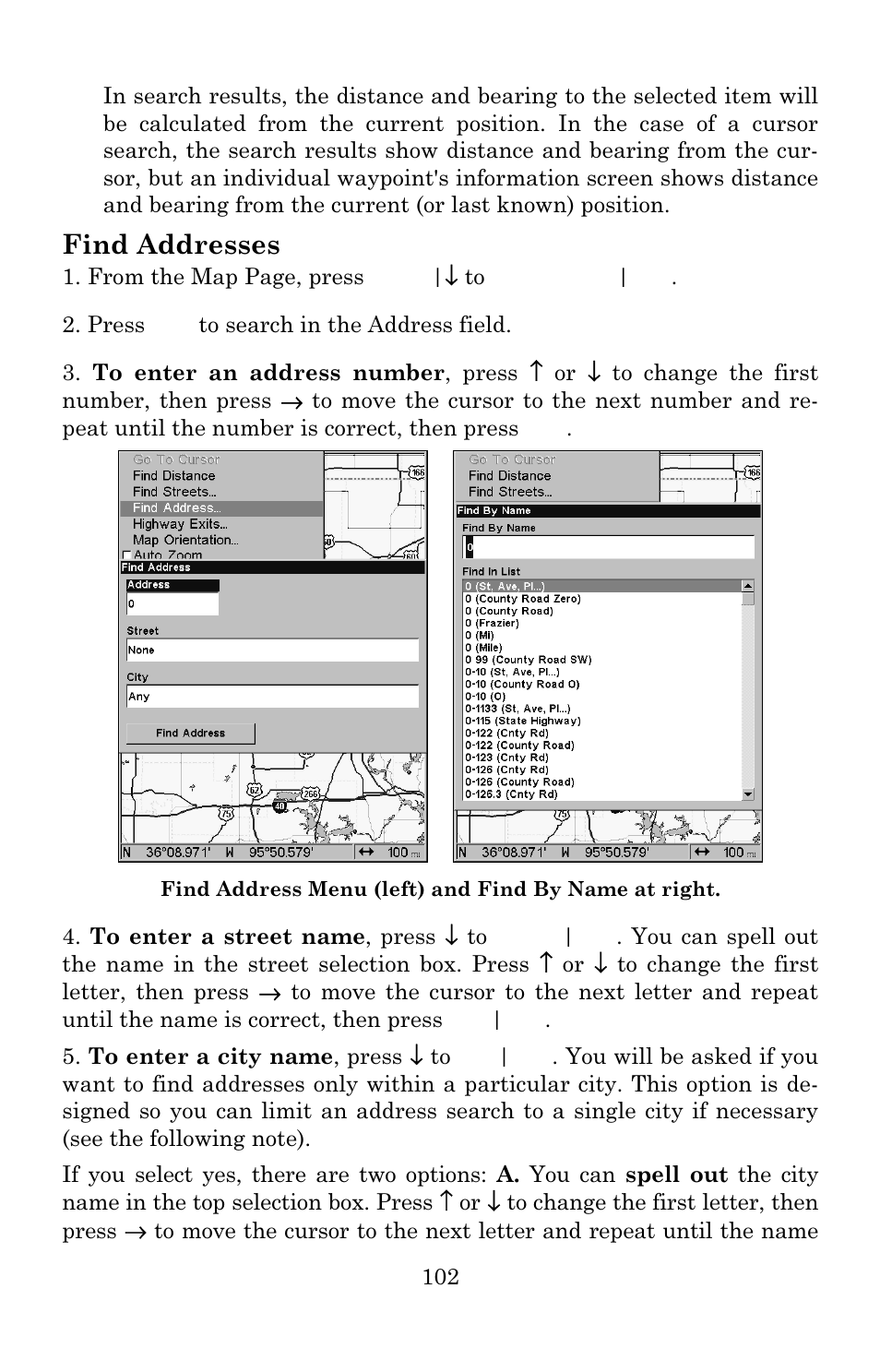 Find addresses | Eagle Electronics IntelliMap 640C User Manual | Page 108 / 136