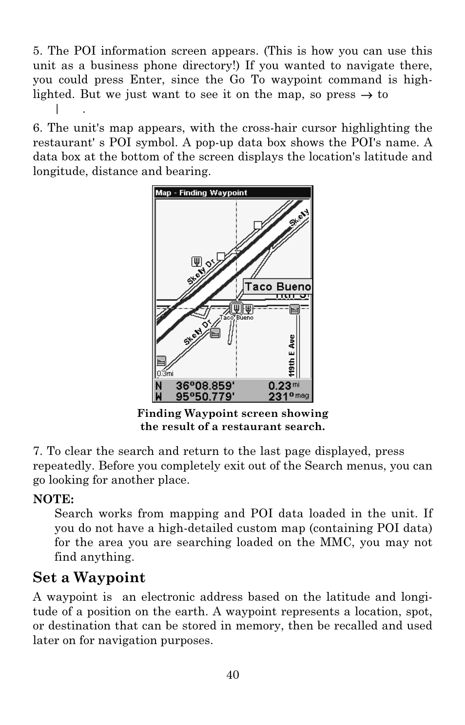 Set a waypoint | Eagle Electronics IntelliMap 640C User Manual | Page 46 / 136