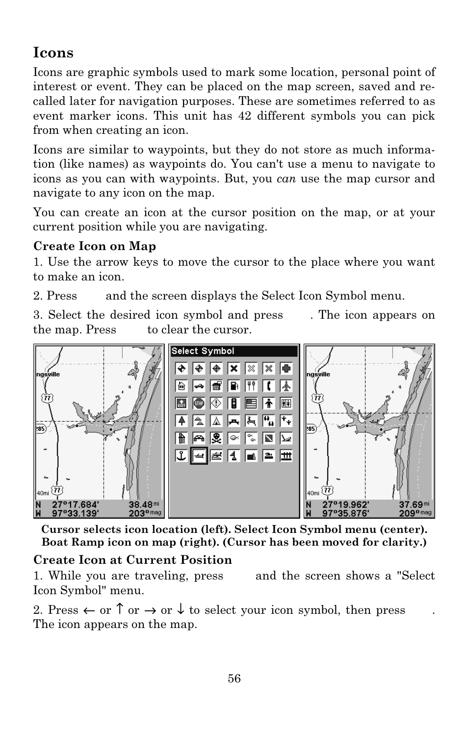 Icons | Eagle Electronics IntelliMap 640C User Manual | Page 62 / 136