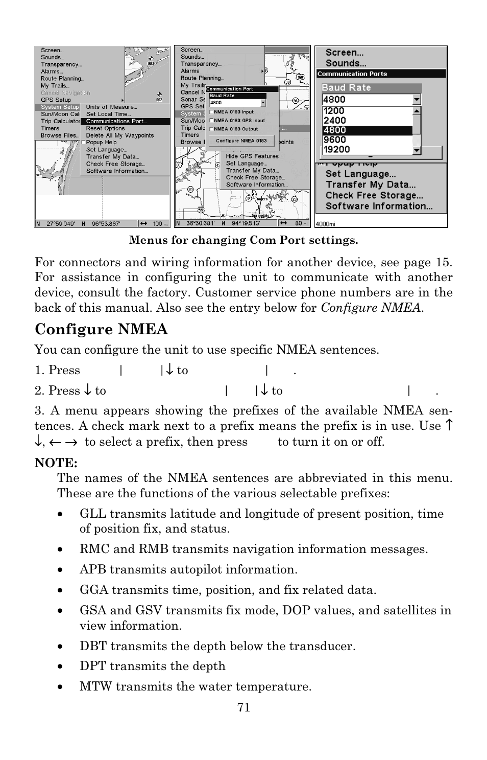 Configure nmea | Eagle Electronics IntelliMap 640C User Manual | Page 77 / 136