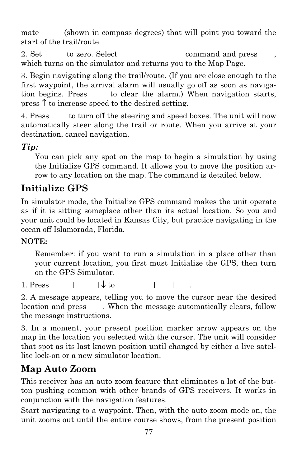 Initialize gps, Map auto zoom | Eagle Electronics IntelliMap 640C User Manual | Page 83 / 136