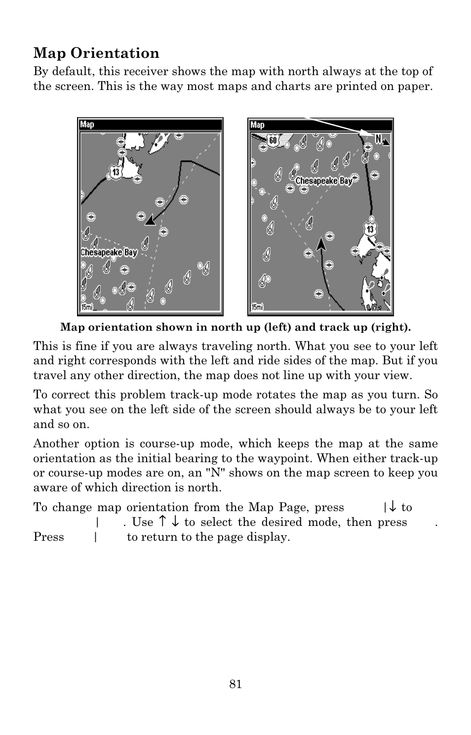 Map orientation | Eagle Electronics IntelliMap 640C User Manual | Page 87 / 136