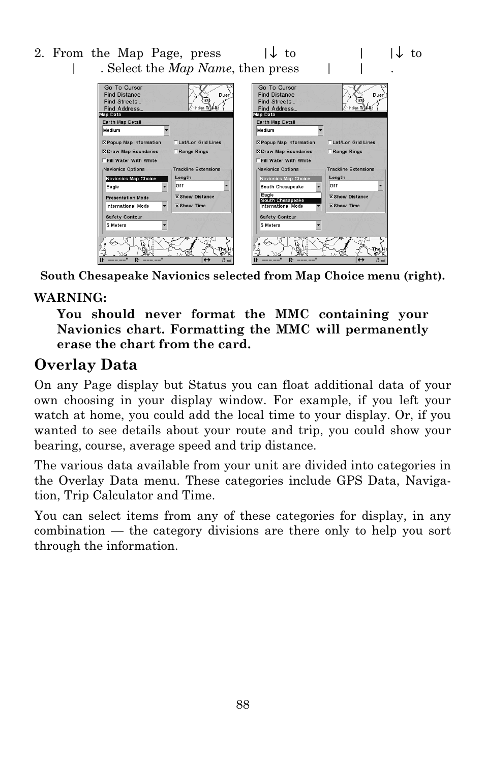 Overlay data | Eagle Electronics IntelliMap 640C User Manual | Page 94 / 136