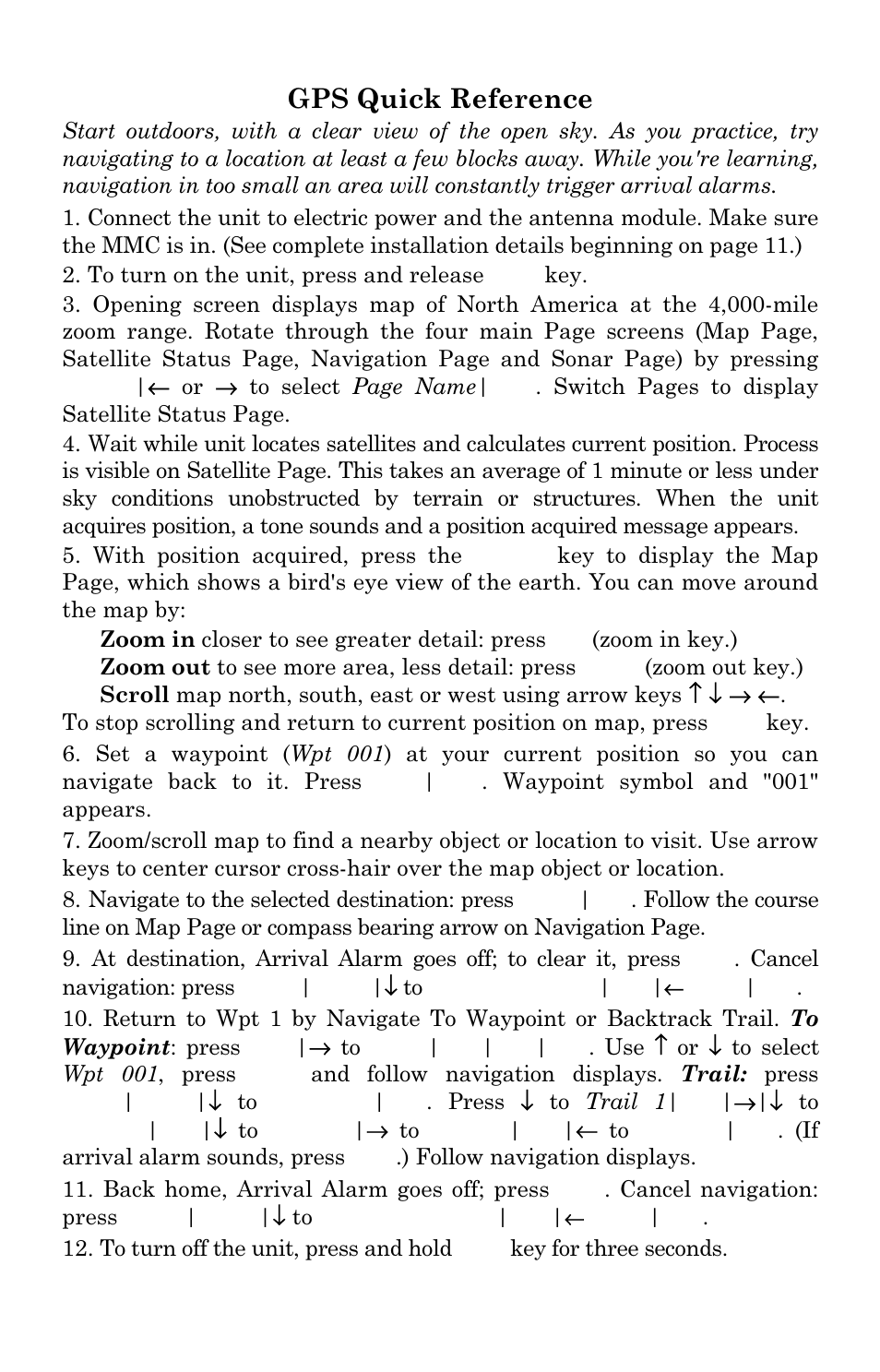 Gps quick reference | Eagle Electronics SeaChamp 2000 User Manual | Page 108 / 200