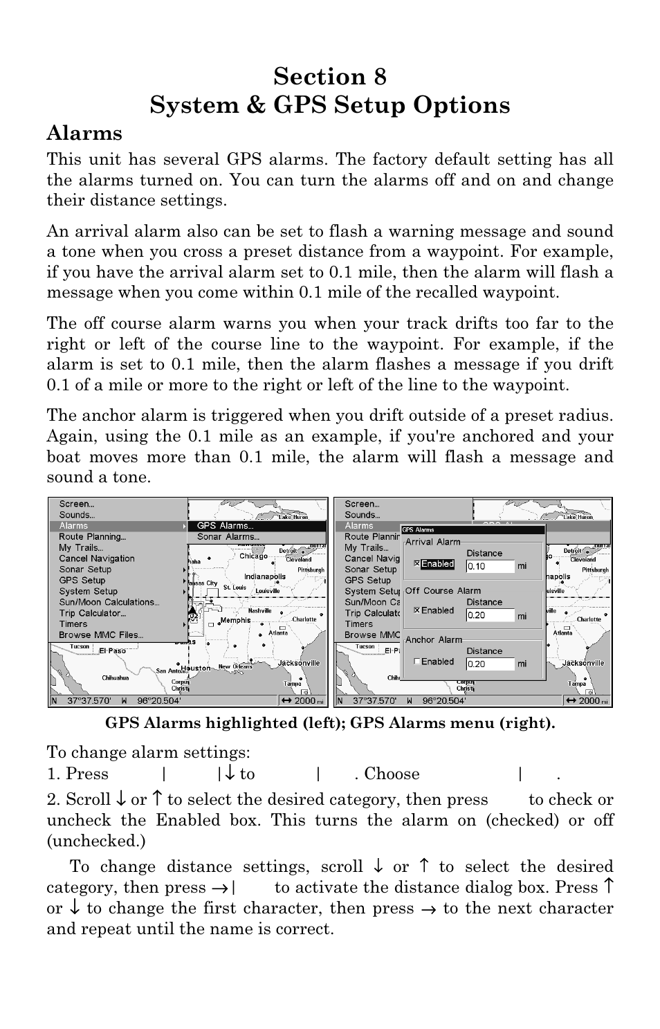 Alarms | Eagle Electronics SeaChamp 2000 User Manual | Page 137 / 200