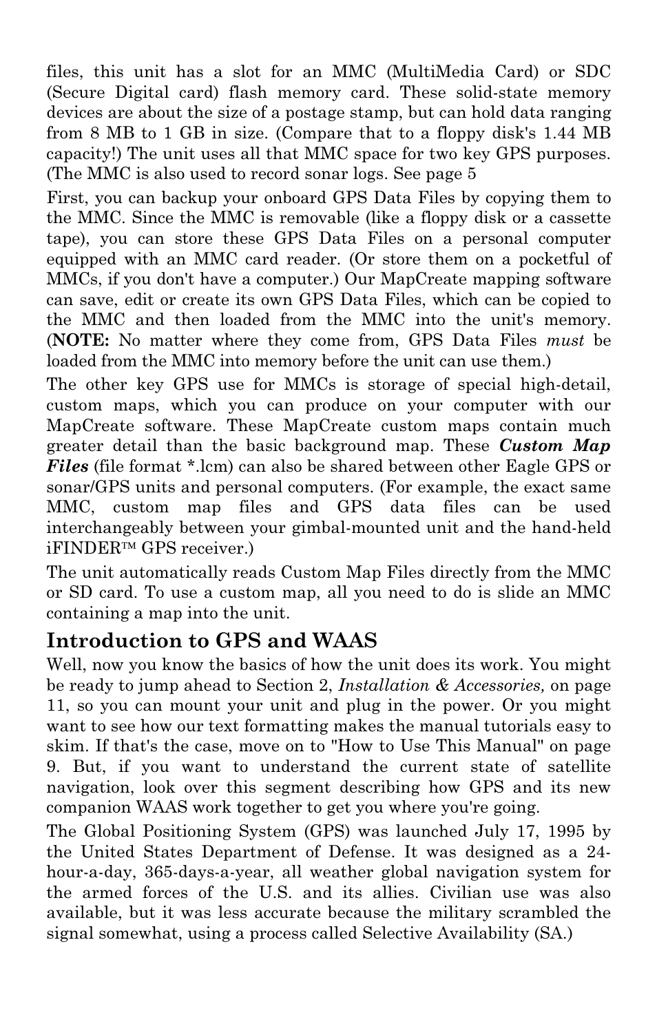 Introduction to gps and waas | Eagle Electronics SeaChamp 2000 User Manual | Page 15 / 200