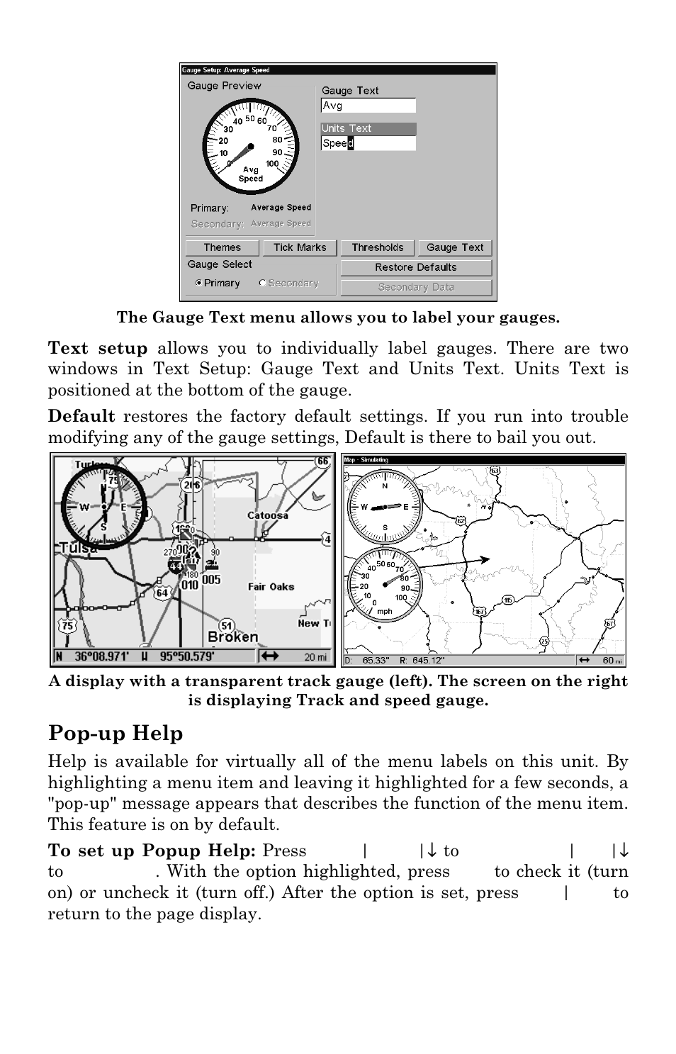 Pop-up help | Eagle Electronics SeaChamp 2000 User Manual | Page 162 / 200