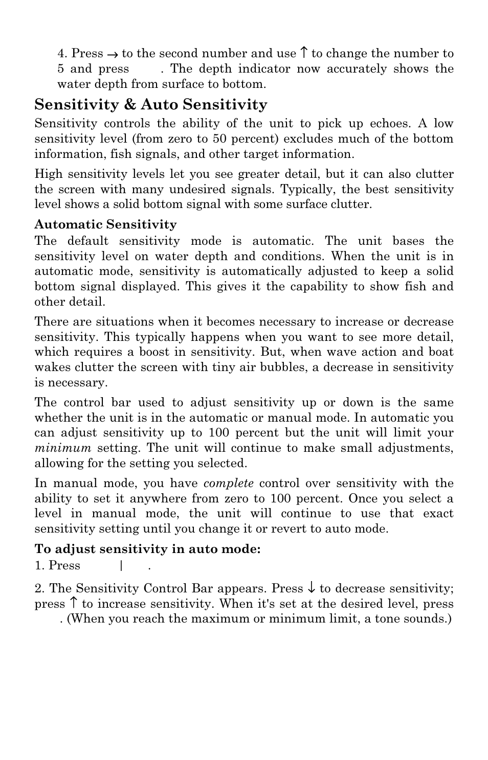 Sensitivity & auto sensitivity | Eagle Electronics SeaChamp 2000 User Manual | Page 82 / 200