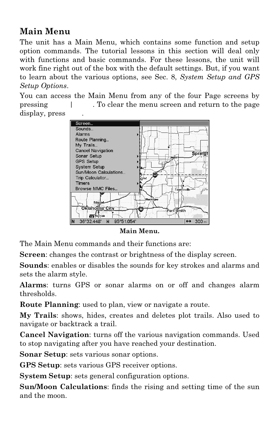 Main menu | Eagle Electronics SeaChamp 2000 User Manual | Page 99 / 200