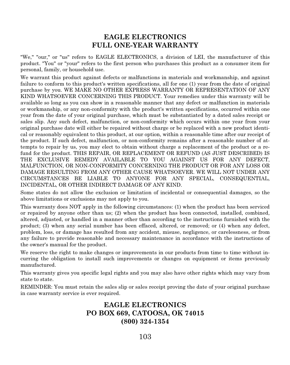 Eagle Electronics FISH MARK 500CDF User Manual | Page 109 / 112