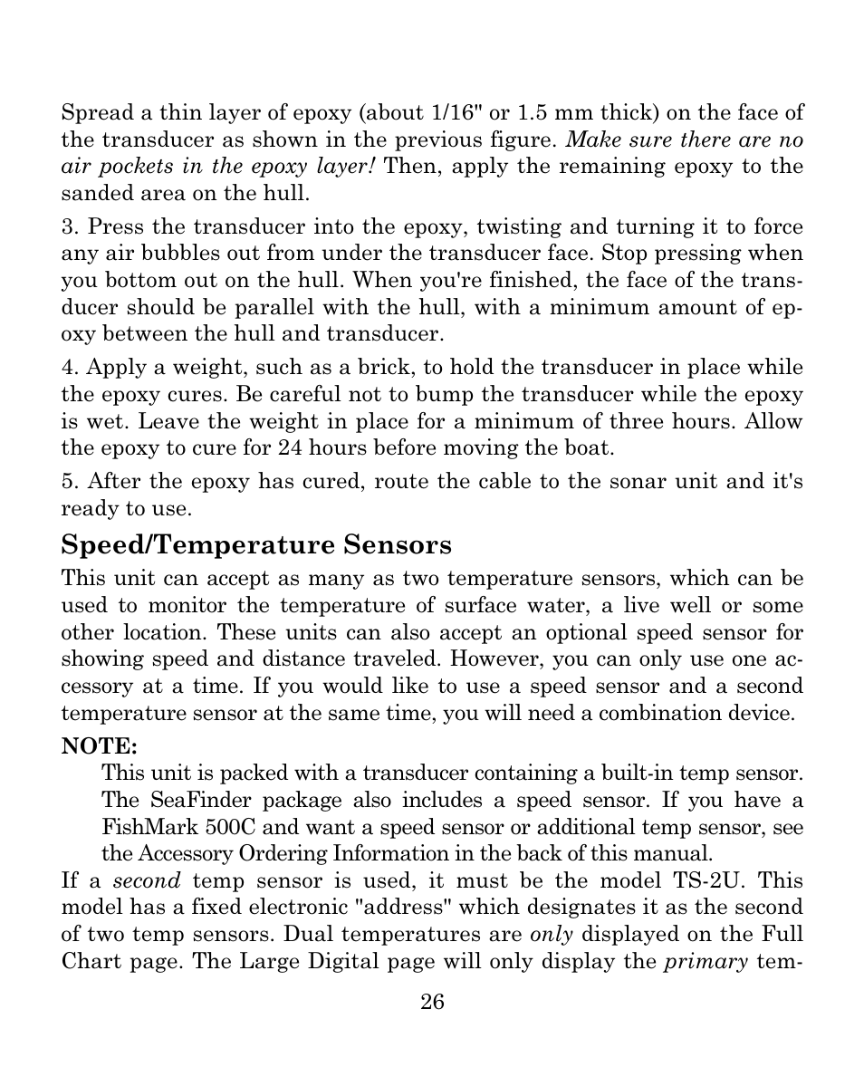 Speed/temperature sensors | Eagle Electronics FISH MARK 500CDF User Manual | Page 32 / 112