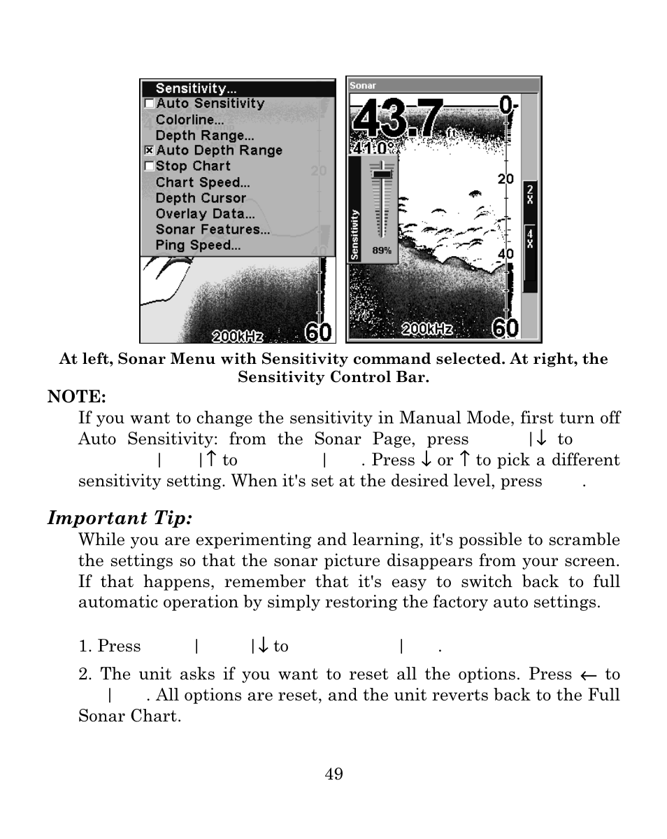 Important tip | Eagle Electronics FISH MARK 500CDF User Manual | Page 55 / 112