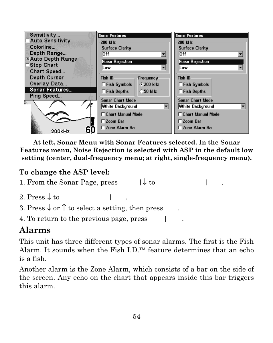 Alarms | Eagle Electronics FISH MARK 500CDF User Manual | Page 60 / 112