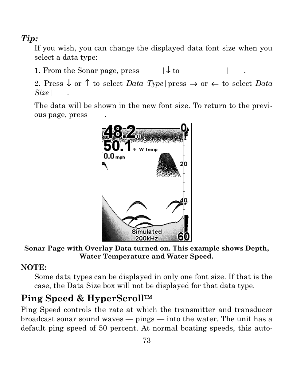 Ping speed & hyperscroll | Eagle Electronics FISH MARK 500CDF User Manual | Page 79 / 112