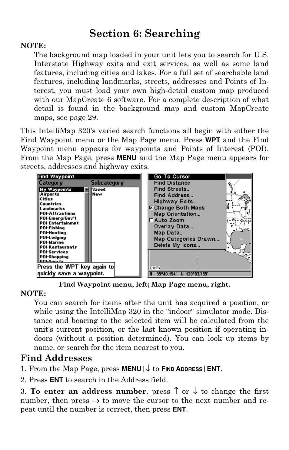 Find addresses | Eagle Electronics IntelliMap 320 User Manual | Page 101 / 128