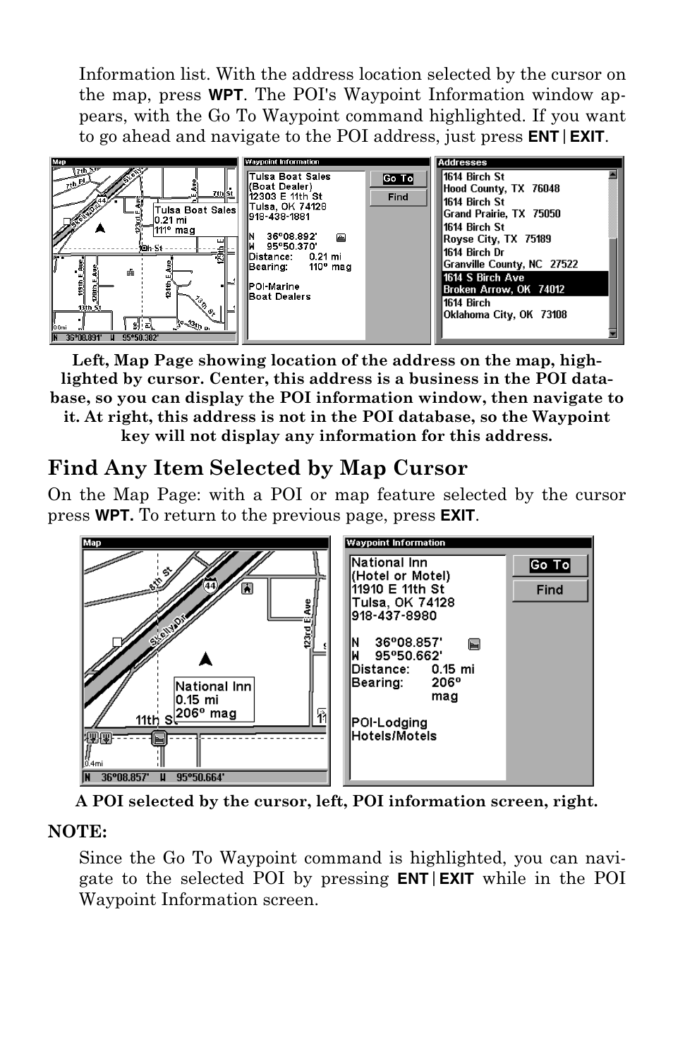 Find any item selected by map cursor | Eagle Electronics IntelliMap 320 User Manual | Page 104 / 128