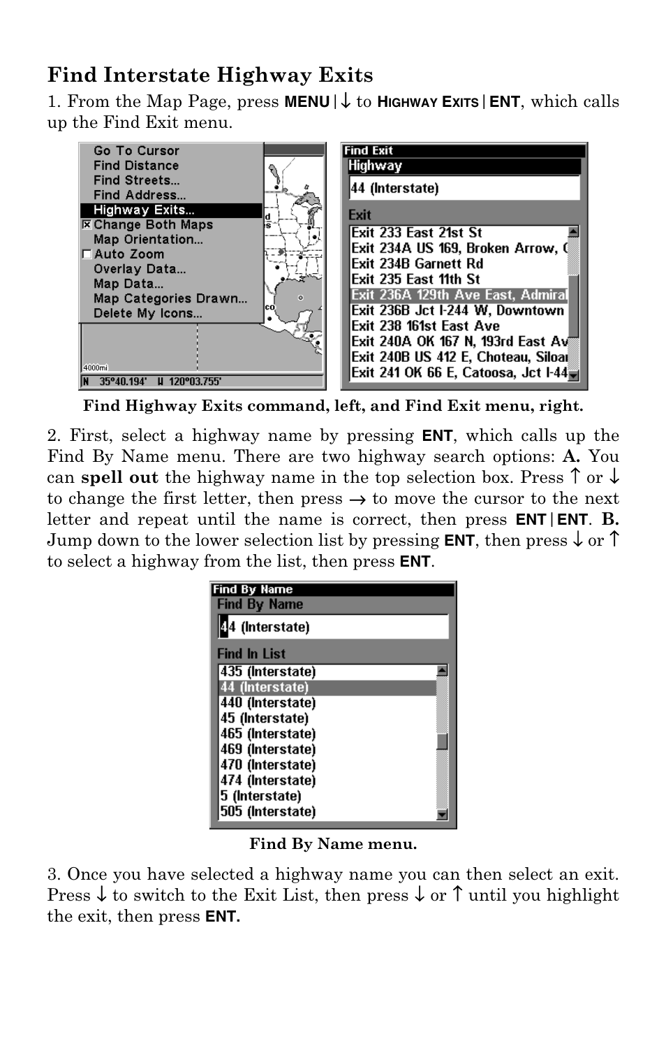 Find interstate highway exits | Eagle Electronics IntelliMap 320 User Manual | Page 105 / 128