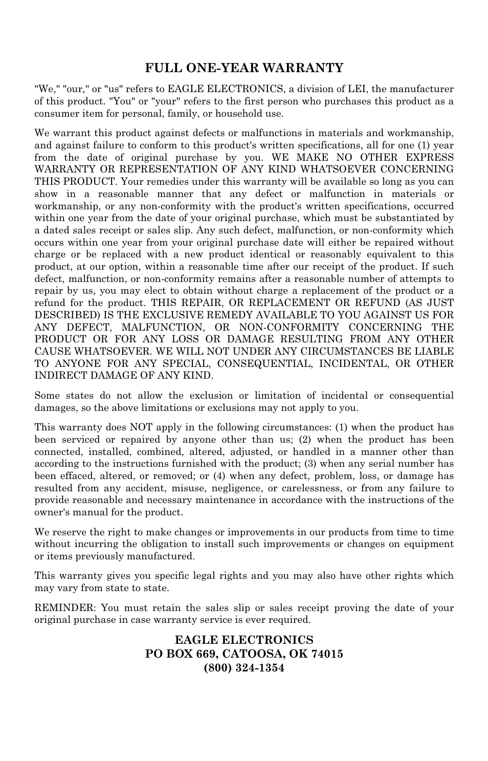 Eagle Electronics IntelliMap 320 User Manual | Page 125 / 128