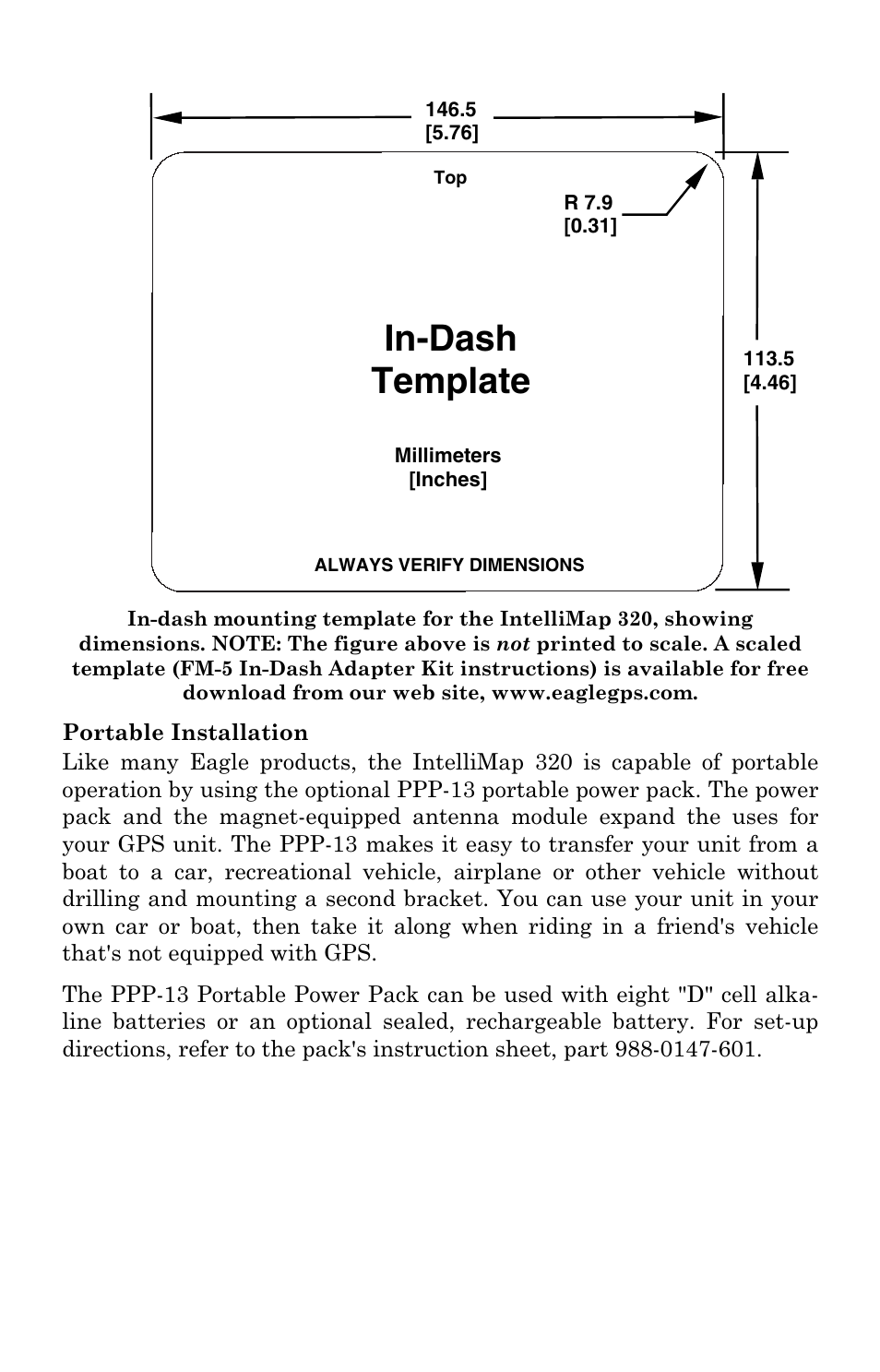 In-dash template | Eagle Electronics IntelliMap 320 User Manual | Page 22 / 128