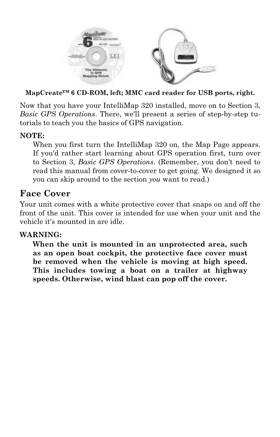 Face cover | Eagle Electronics IntelliMap 320 User Manual | Page 25 / 128