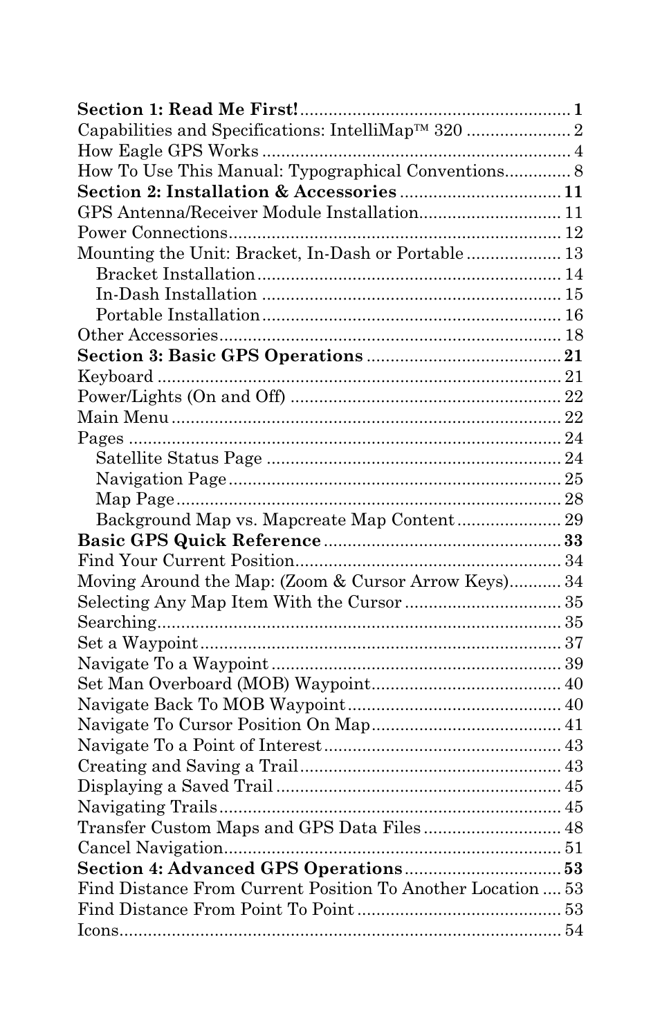 Eagle Electronics IntelliMap 320 User Manual | Page 3 / 128