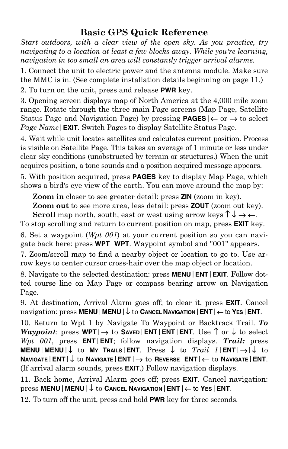 Basic gps quick reference | Eagle Electronics IntelliMap 320 User Manual | Page 39 / 128