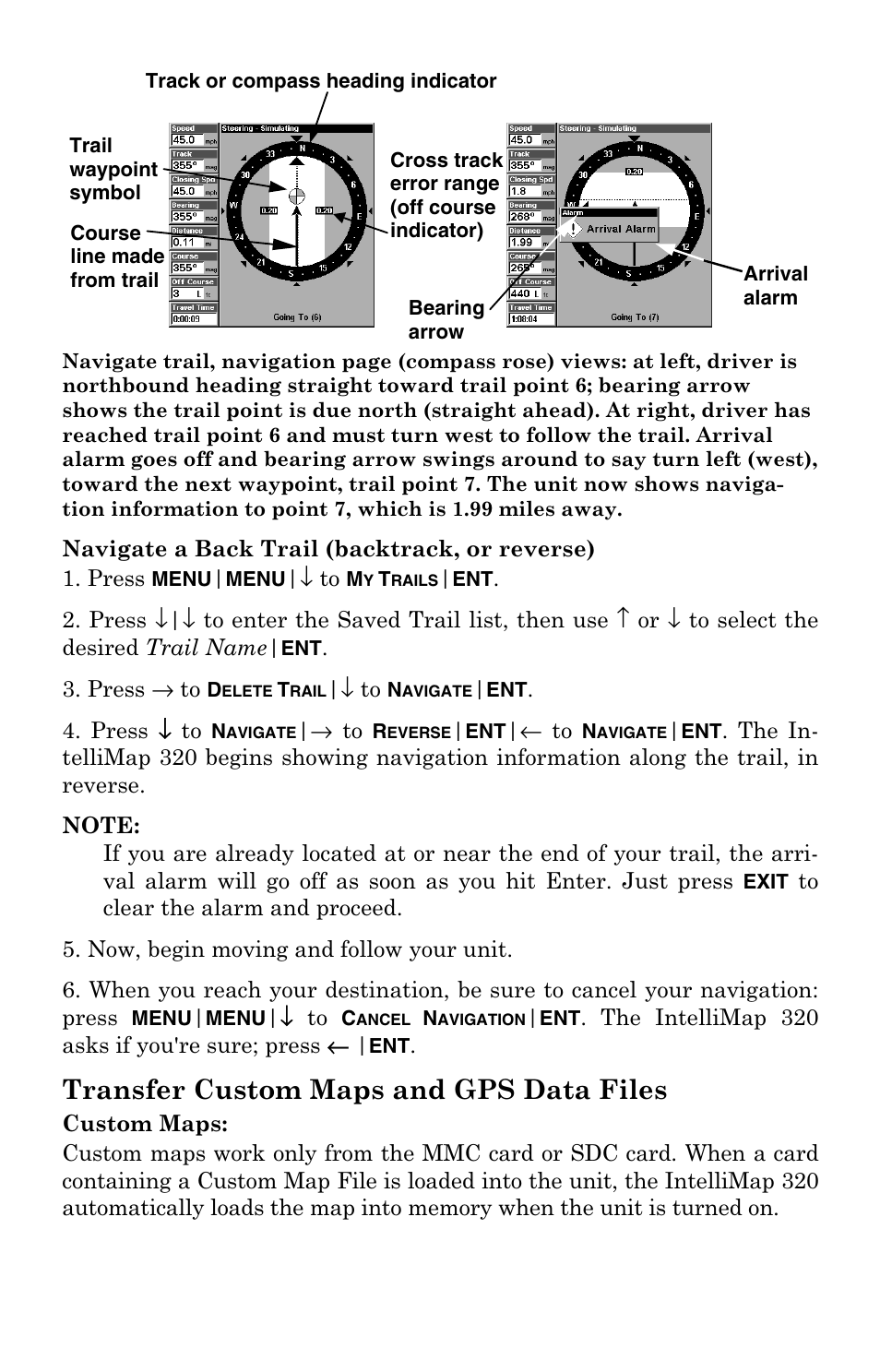 Transfer custom maps and gps data files | Eagle Electronics IntelliMap 320 User Manual | Page 54 / 128