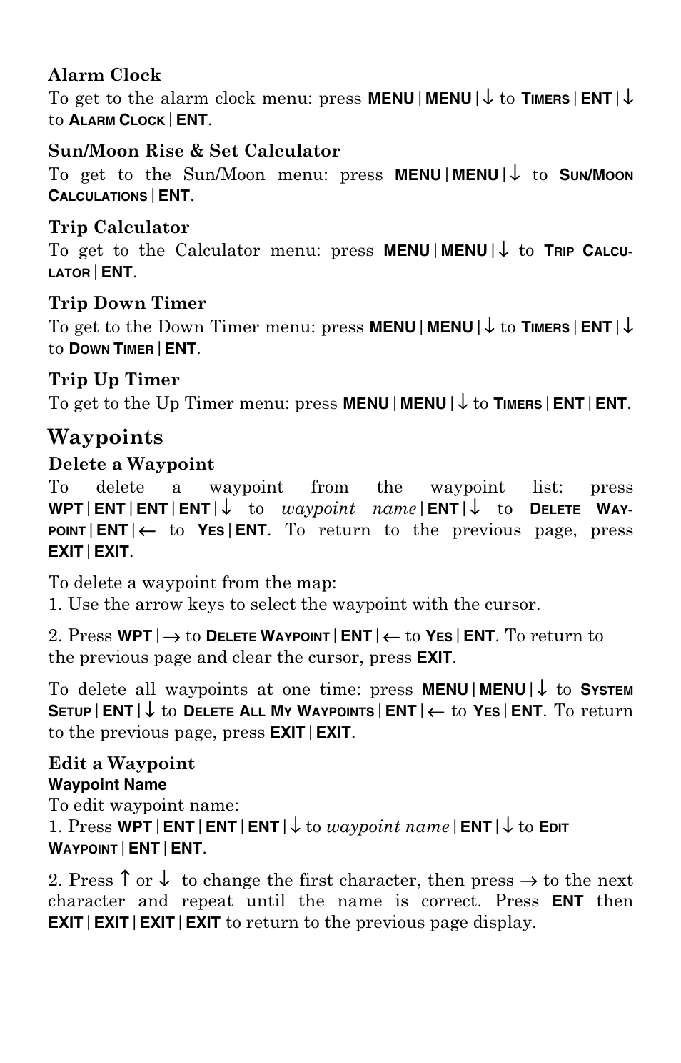 Waypoints | Eagle Electronics IntelliMap 320 User Manual | Page 69 / 128