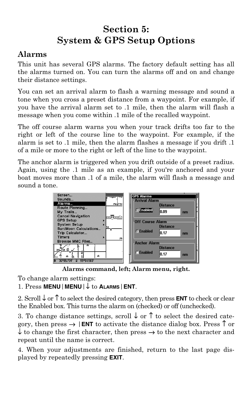 Alarms | Eagle Electronics IntelliMap 320 User Manual | Page 73 / 128