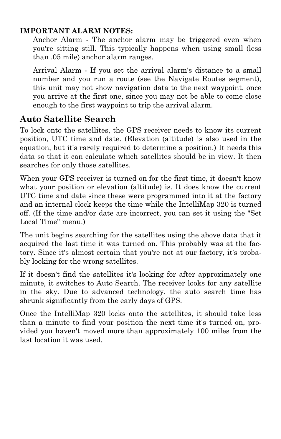 Auto satellite search | Eagle Electronics IntelliMap 320 User Manual | Page 74 / 128