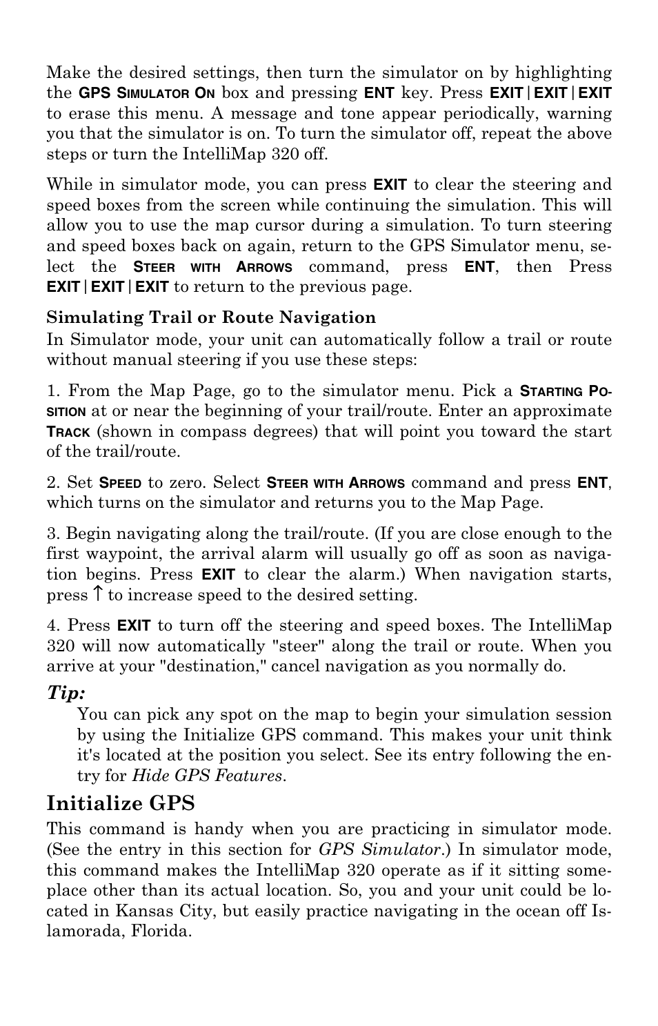 Initialize gps | Eagle Electronics IntelliMap 320 User Manual | Page 80 / 128