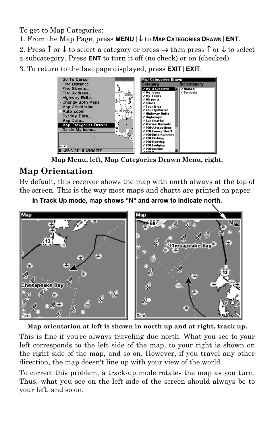 Map orientation | Eagle Electronics IntelliMap 320 User Manual | Page 84 / 128