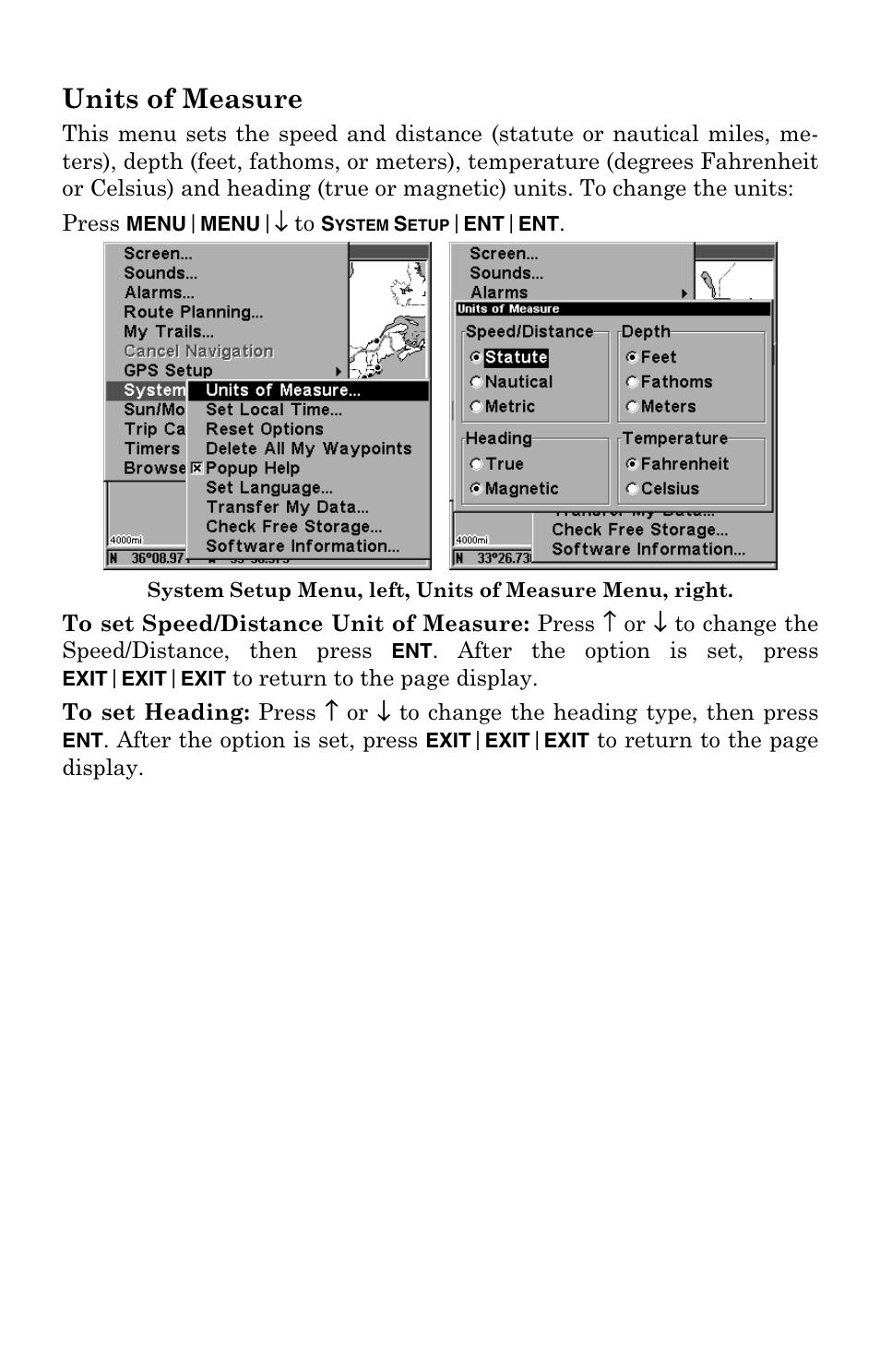 Units of measure | Eagle Electronics IntelliMap 320 User Manual | Page 99 / 128