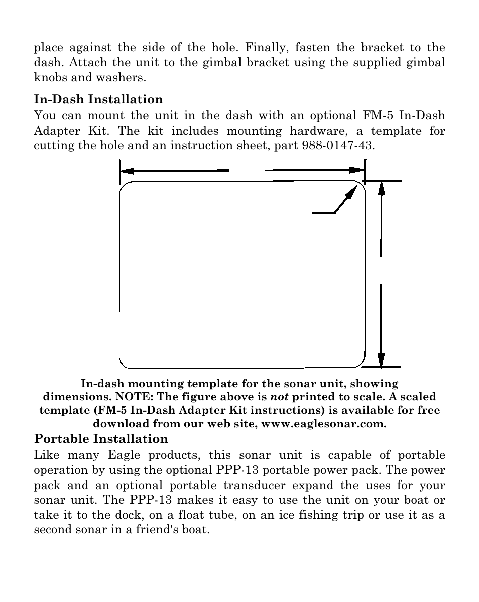 In-dash template | Eagle Electronics SeaFinder 480DF User Manual | Page 35 / 96