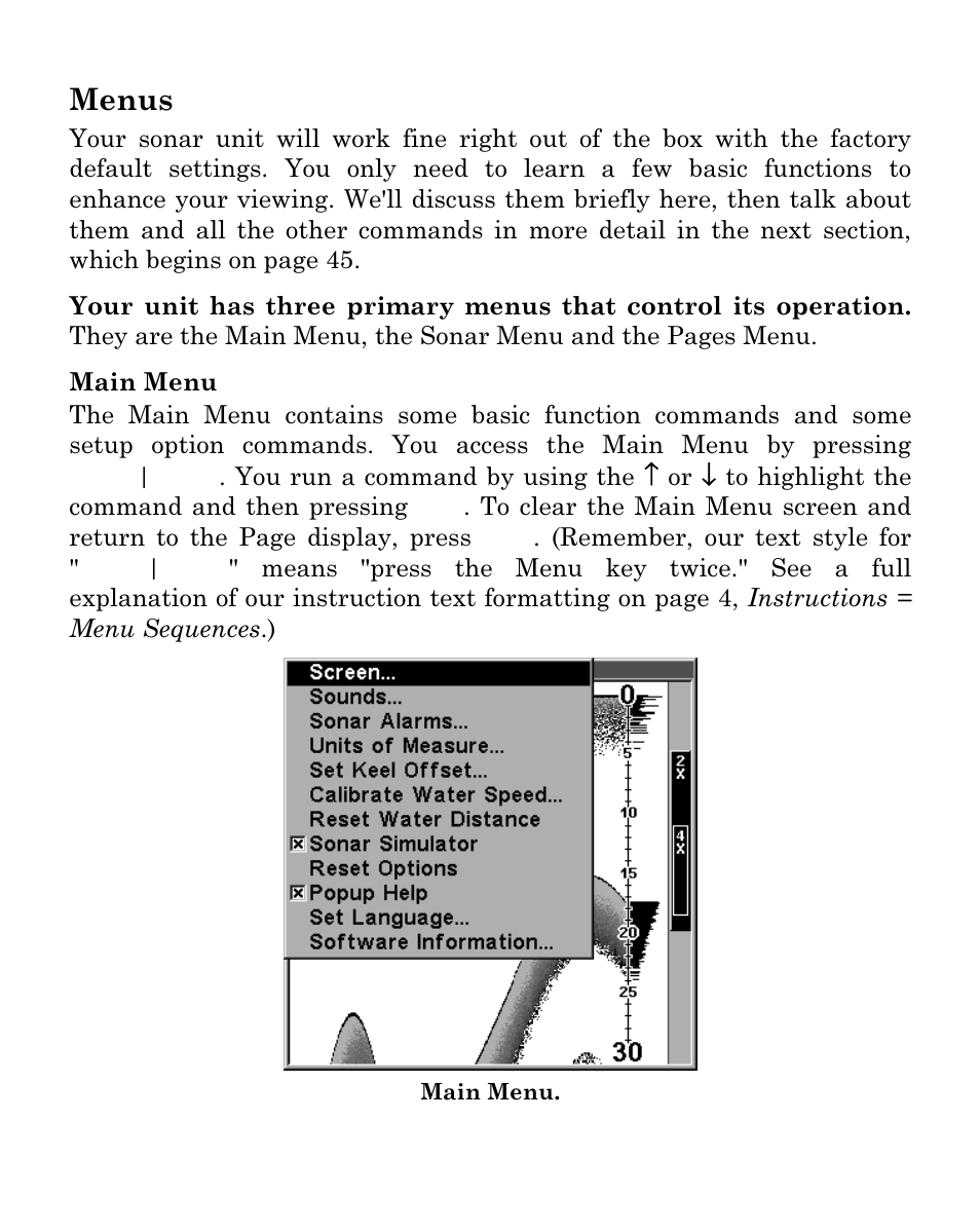 Menus | Eagle Electronics SeaFinder 480DF User Manual | Page 39 / 96