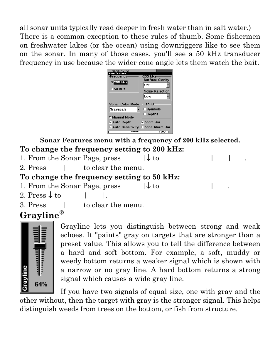 Grayline | Eagle Electronics SeaFinder 480DF User Manual | Page 64 / 96