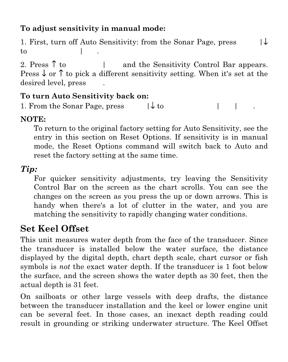 Set keel offset | Eagle Electronics SeaFinder 480DF User Manual | Page 73 / 96