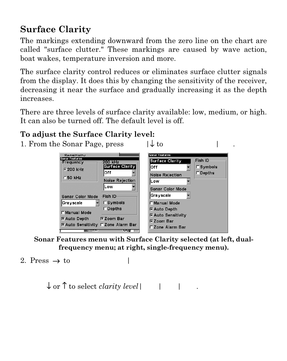 Surface clarity | Eagle Electronics SeaFinder 480DF User Manual | Page 81 / 96