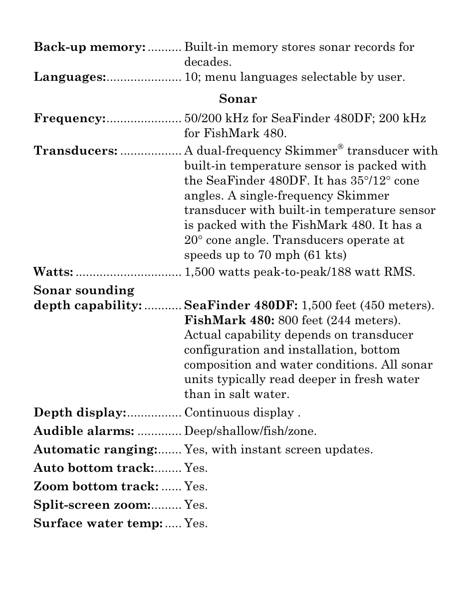 Eagle Electronics SeaFinder 480DF User Manual | Page 9 / 96